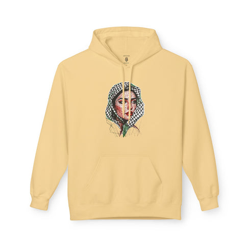 Palestine Woman Art Hoodie Unisex - Keffiyeh Scarf Dual-Sided Graphic Pullover